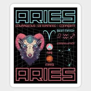 Aries Cyberpunk Zodiac Astrology Design Magnet